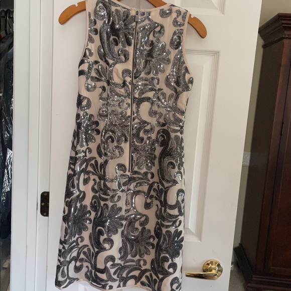 Vince Camuto sleeveless cream dress with silver sequin embellishment - Picture 3 of 3